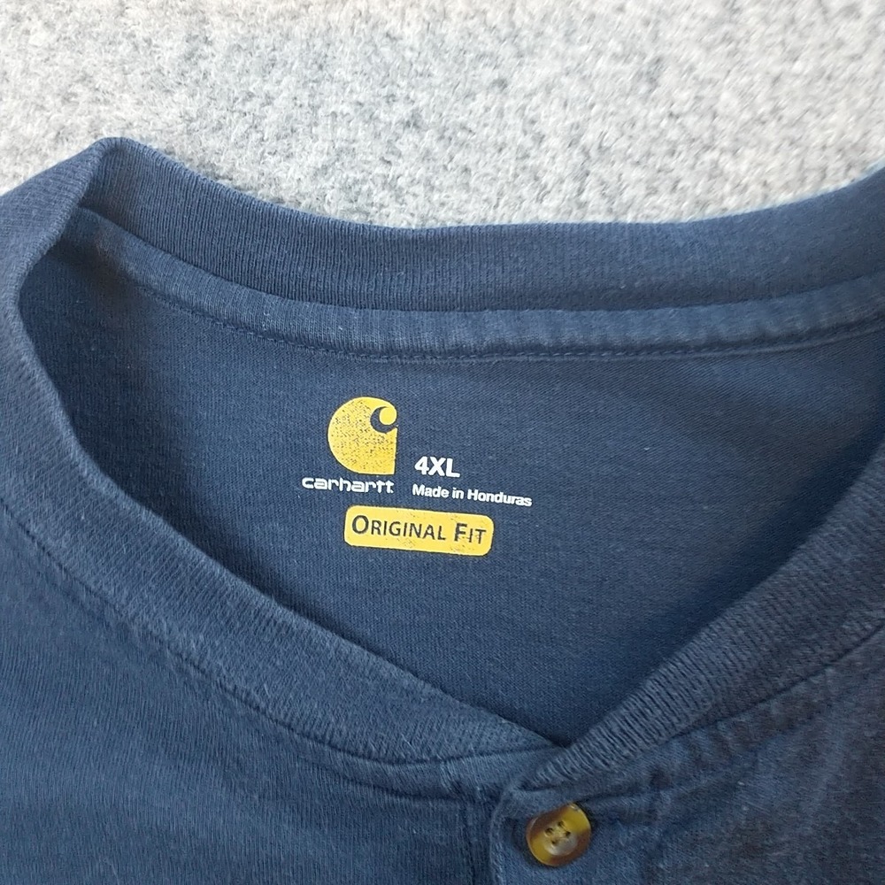 Carhartt Mens 4XL Navy Blue Short Sleeve Henley Pocket T-Shirt Original Fit - Picture 5 of 16